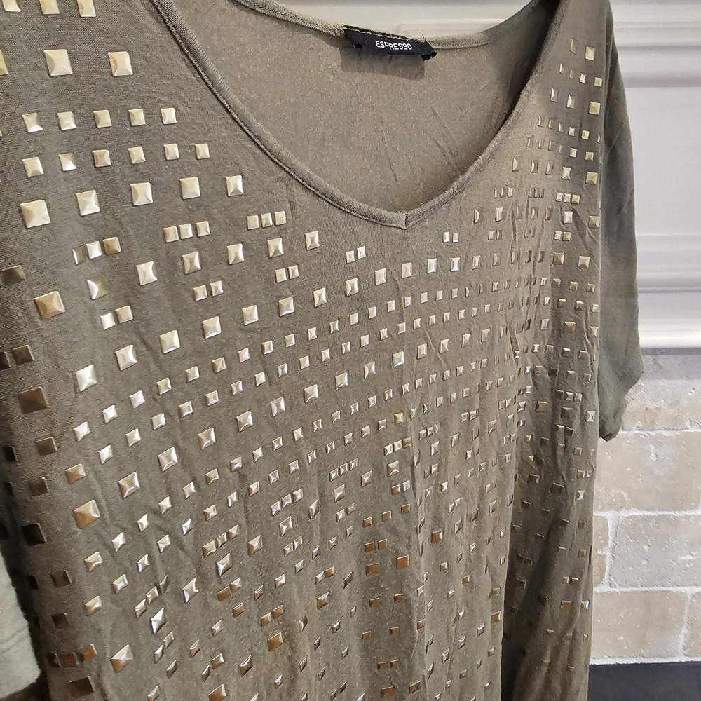 Espresso Womens Green Studded Blouse Size 1XL - Picture 2 of 3